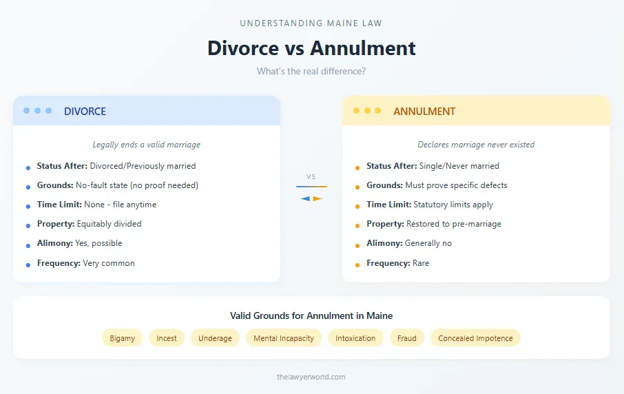The Differences Between Divorce and Annulment in Maine