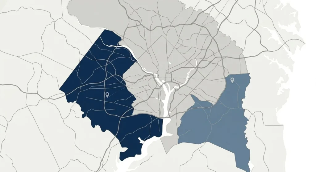 highlighting Fairfax County, Virginia and Forestville