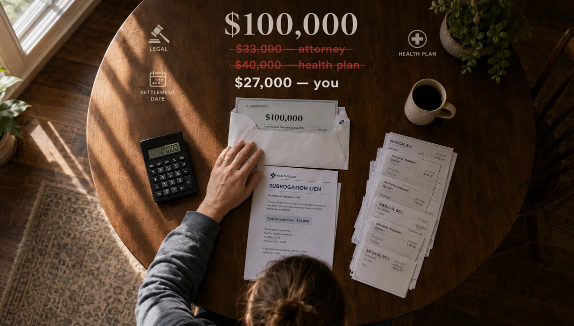 You settled for $100,000. Your attorney took $33,000