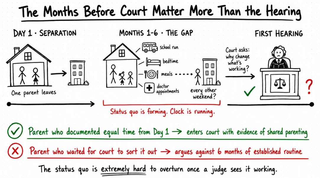 The status quo timeline - how the arrangement develops between separation and first hearing
